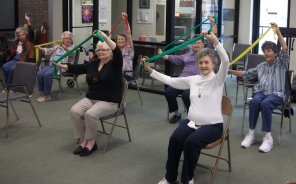 Stretching Class at Rolling Meadows Retirement Community